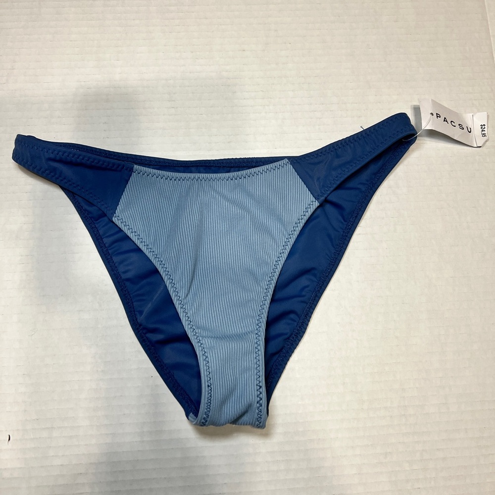 PacSun LA Hearts Blue Textured Swim Bikini Bottoms Size Small
